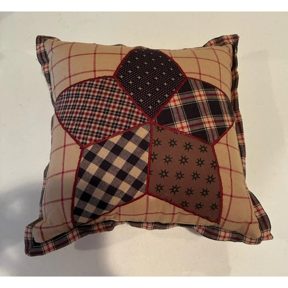Primitive Patchwork Star Pillows Set Of 2 Country Cottagecore